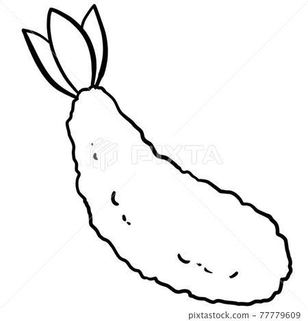 Realistic fried shrimp line drawing 77779609