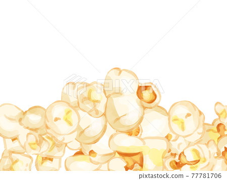 Hand drawn watercolor popcorn bottom frame... - Stock Illustration