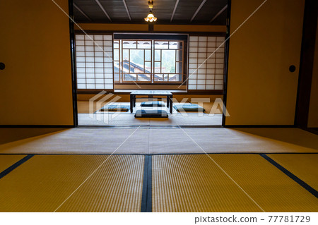 Looking out the window from the Kumagai family residence in Iwami Ginzan, Oda City, Shimane Prefecture 77781729
