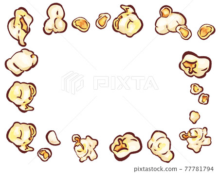 手繪水彩爆米花矩形框插畫筆主線 77781794