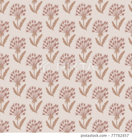 Bloom seamless meadow flora pattern with dandelion little elements. Grey background. Simple artwork. 77782857