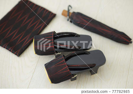 Kimono rain coat umbrella clogs 77782985