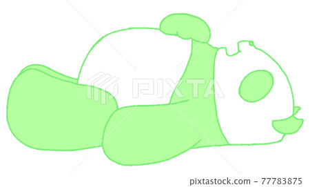 A panda that sleeps soundly on its back (green) A panda that sleeps soundly on its back (green) 77783875