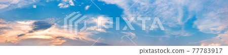 Dramatic panorama sky with cloud on sunrise and sunset time. Dramatic panorama sky with cloud on sunrise and sunset time. 77783917