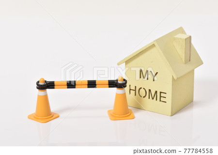 Toy house and traffic cone Toy house and traffic cone 77784558