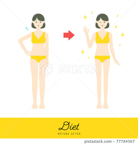 成功節食的女人的插圖 成功節食的女人的插圖 77784567