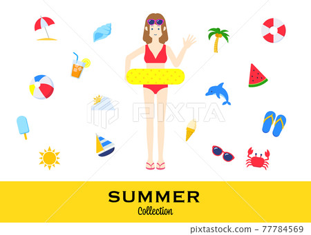 夏天和女人的插圖 夏天和女人的插圖 77784569