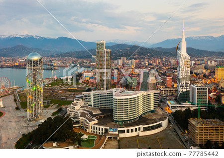 Aerial evening view of Georgian town Batumi Aerial evening view of Georgian town Batumi 77785442