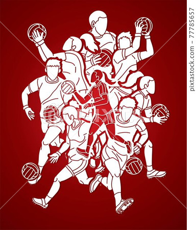 Gaelic Football Sport Male and Female Players Mix Action Cartoon Graphic Vector Gaelic Football Sport Male and Female Players Mix Action Cartoon Graphic Vector 77785657