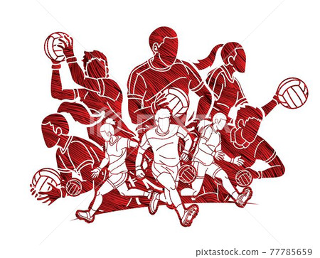 Gaelic Football Sport Male and Female Players Mix Action Cartoon Graphic Vector Gaelic Football Sport Male and Female Players Mix Action Cartoon Graphic Vector 77785659