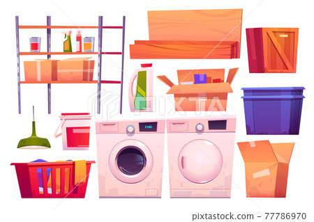 Storage room with laundry equipment 77786970