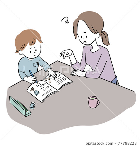 Hand-painted style living room learning parent and child Hand-painted style living room learning parent and child 77788228