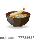 hot soba tempura buckwheat noodle japanese food illustration object vector 77788687