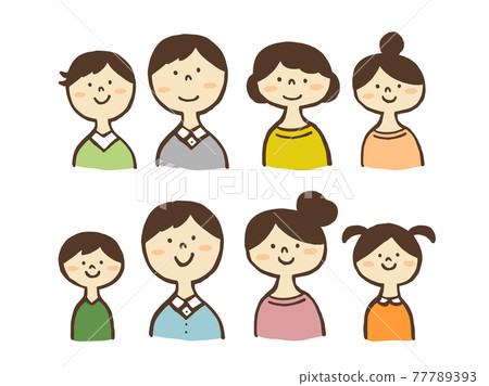 Cute person parent and child 2 generation family / handwritten illustration material Cute person parent and child 2 generation family / handwritten illustration material 77789393