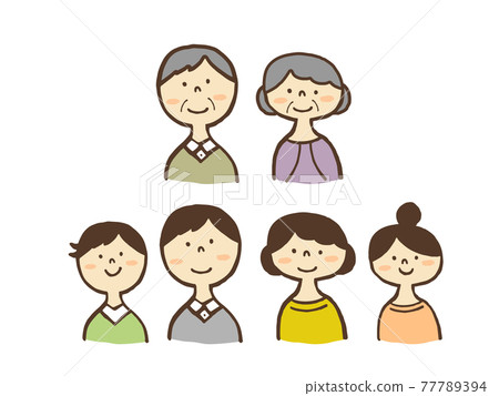 Cute person parent and child 2 generation family / handwritten illustration material 77789394
