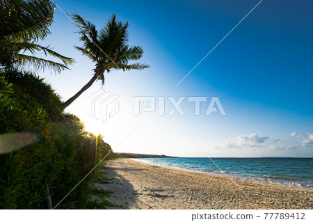Beautiful beach on Irabu Island Morning Wataguchi beach 77789412
