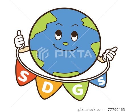 帶有可持續發展目標旗幟的微笑地球的插圖 77790463