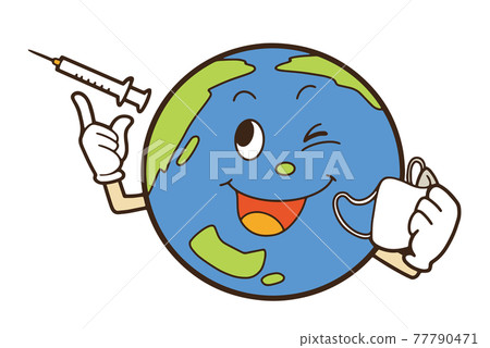 地球為獲得疫苗並摘下面具而歡欣鼓舞的插圖 地球為獲得疫苗並摘下面具而歡欣鼓舞的插圖 77790471