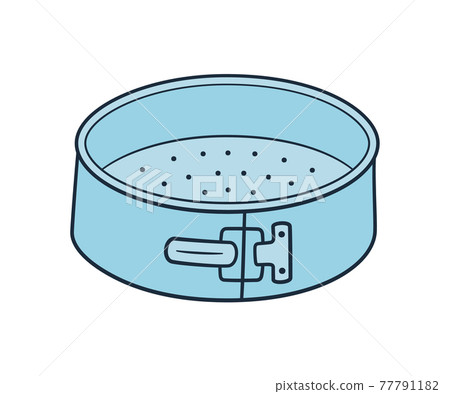 Detachable baking dish in circle shape with removable bottom. Hand rawn non-stick sponge cake pan. Vector illustration in doodle style on white background Detachable baking dish in circle shape with removable bottom. Hand rawn non-stick sponge cake pan. Vector illustration in doodle style on white background 77791182