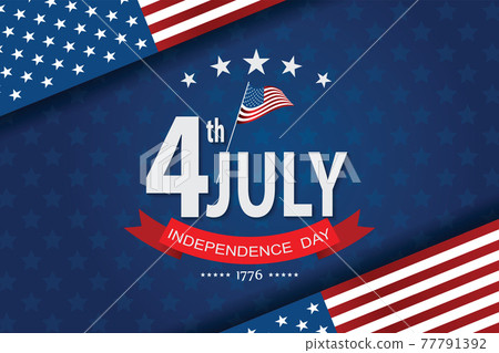 4th of July banner Vector illustration. Independence Day, US flag with 4th of July on blue background. 77791392