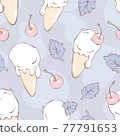 Hot season, summer desserts . Delicious ice cream, flat design hand-drawn. 77791653