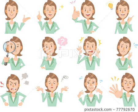 12 different facial expressions for women, businesses, and office workers 12 different facial expressions for women, businesses, and office workers 77792670