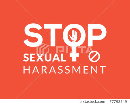 Sexual harassment violence stop poster. Sexual harassment assault woman concept 77792849