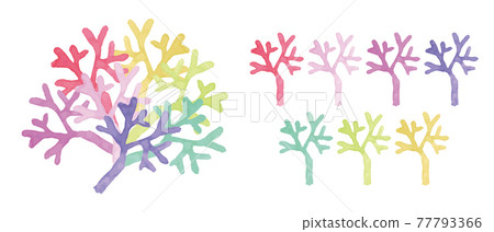 五顏六色的珊瑚水彩插圖 五顏六色的珊瑚水彩插圖 77793366