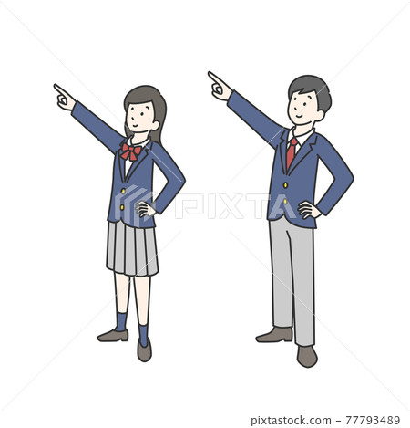 Boys and girls in finger-pointing poses Boys and girls in finger-pointing poses 77793489
