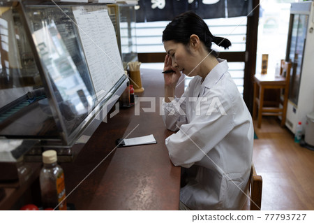 Part-time staff working at a set restaurant Part-time staff working at a set restaurant 77793727