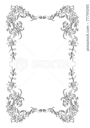 Hand-painted cassoulet, black and white botanical frame) Vertical, gorgeous 77795095