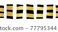 Seamless border colorful golden block stripes. Vector pattern horizontal abstract illustration black 77795344