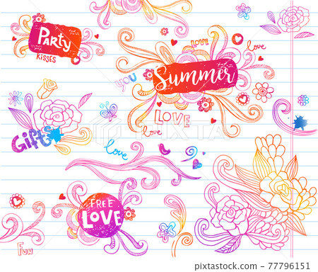 Sketch of Floral doodles Sketch of Floral doodles 77796151