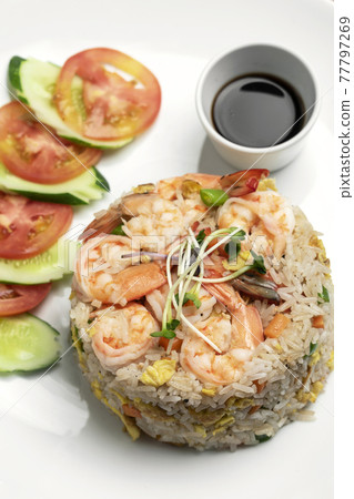 thai shrimp seafood fried rice meal in bangkok restaurant thailand thai shrimp seafood fried rice meal in bangkok restaurant thailand 77797269
