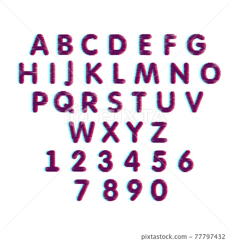 Alphabet in glitch style. Symbol of cyberpunk, hacker attack. Modern design, technological error effect for your design. Vector Alphabet in glitch style. Symbol of cyberpunk, hacker attack. Modern design, technological error effect for your design. Vector 77797432