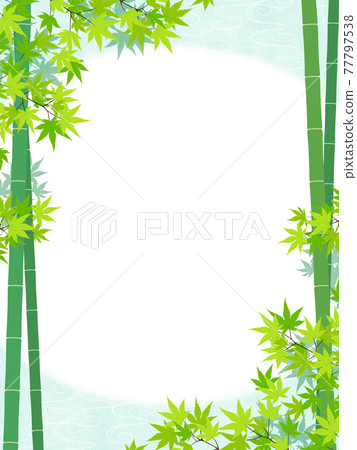 Japanese style blue maple and bamboo background / frame material (portrait) Japanese style blue maple and bamboo background / frame material (portrait) 77797538