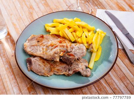 Fried pork with potatoes Fried pork with potatoes 77797789