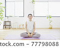 Women doing yoga in the living room Fitness Beauty 77798088