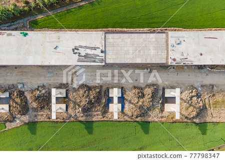 Aerial view of highway construction site Aerial view of highway construction site 77798347