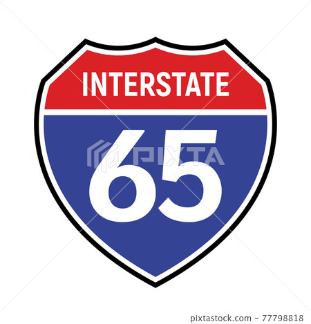65 route sign icon. Vector road 65 highway interstate american freeway us california route symbol 77798818