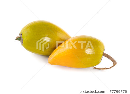 Egg fruit, Canistel, Yellow Sapote (Pouteria campechiana (Kunth) Baehni) on white background 77799776