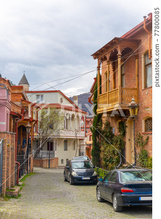 Houses in mediaeval quarter in Tbilisi, Georgia 77800085