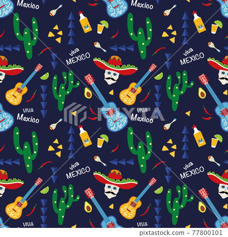 Viva Mexico concept seamless pattern design.  77800101