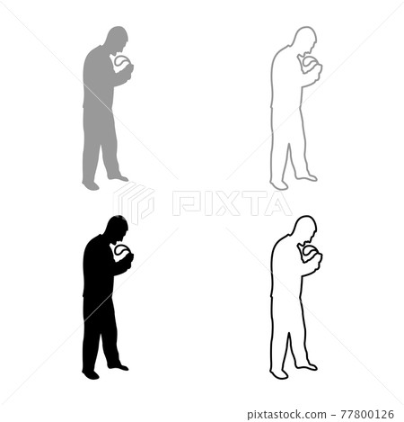 Angry man with belt in hand for punishment warns  77800126