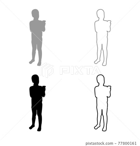 Boy holding smartphone phone Playing tablet Male  77800161