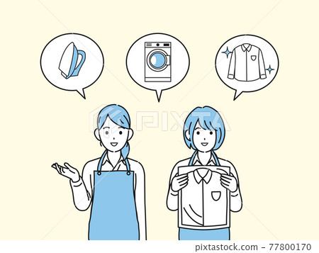 Cleaning shop female clerk laundry work illustration material 77800170