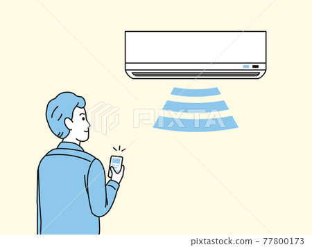 打開空調和冷卻器的男人的插圖素材 77800173