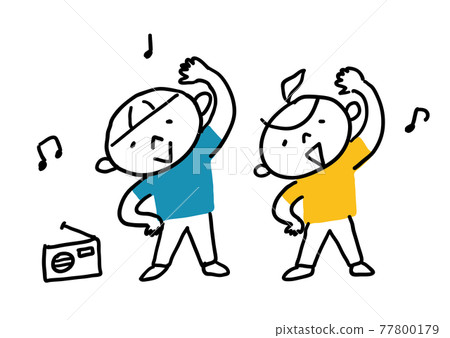 男孩和女孩玩無線電練習 77800179