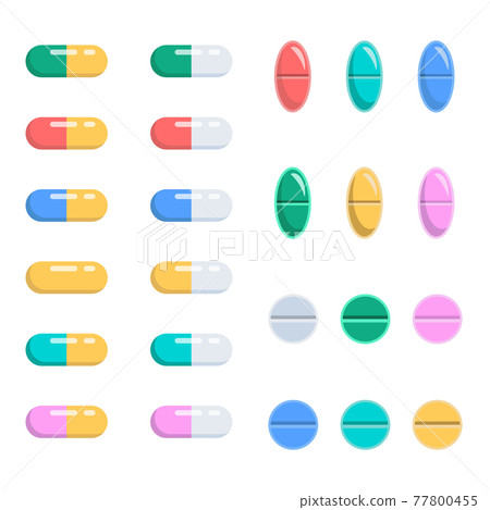 Set of pills. 77800455