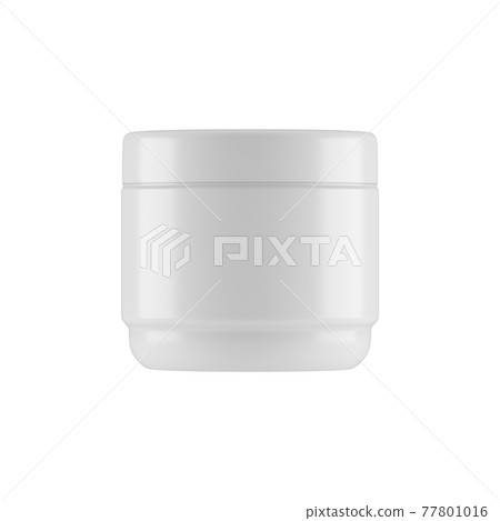 Plastic opaque cream jar with lid, 3D illustration. Plastic opaque cream jar with lid, 3D illustration. 77801016